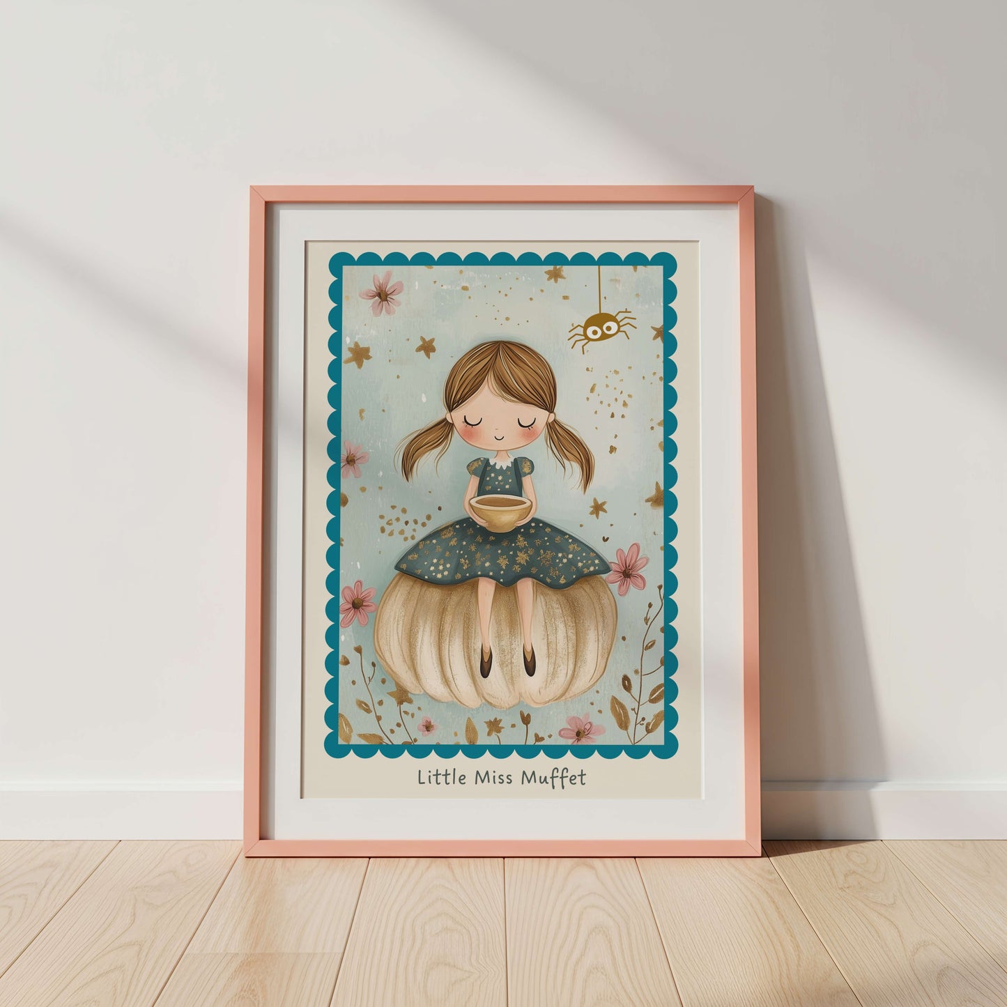 Little Miss Muffett Nursery Rhyme Print | Unframed