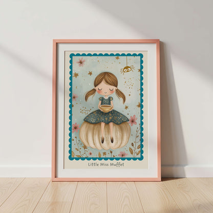 Little Miss Muffett Nursery Rhyme Print | Unframed