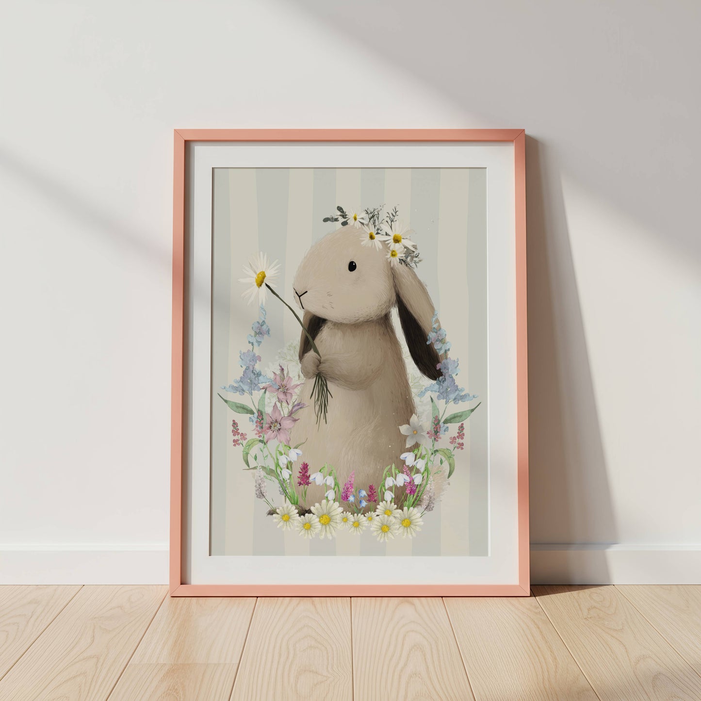 Spring Bunny Wall Art Print | Unframed