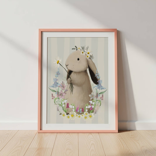Spring Bunny Wall Art Print | Unframed