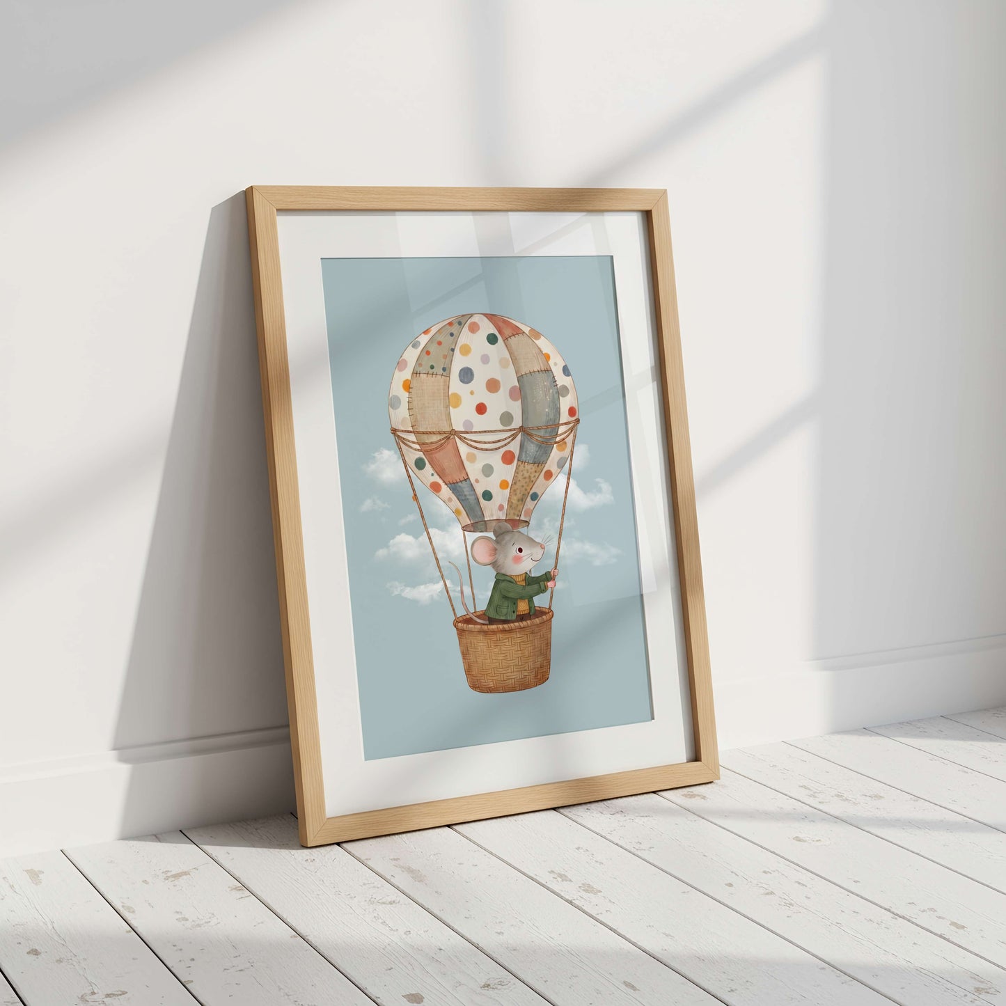 Hot Air Balloon Mouse Print | Unframed