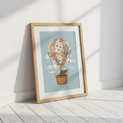 Hot Air Balloon Mouse Print | Unframed