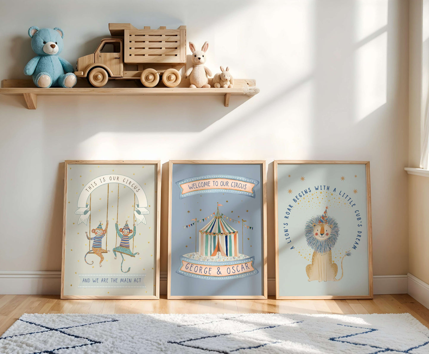 Personalised Circus Print For Sibling Bedroom or Playroom | Unframed
