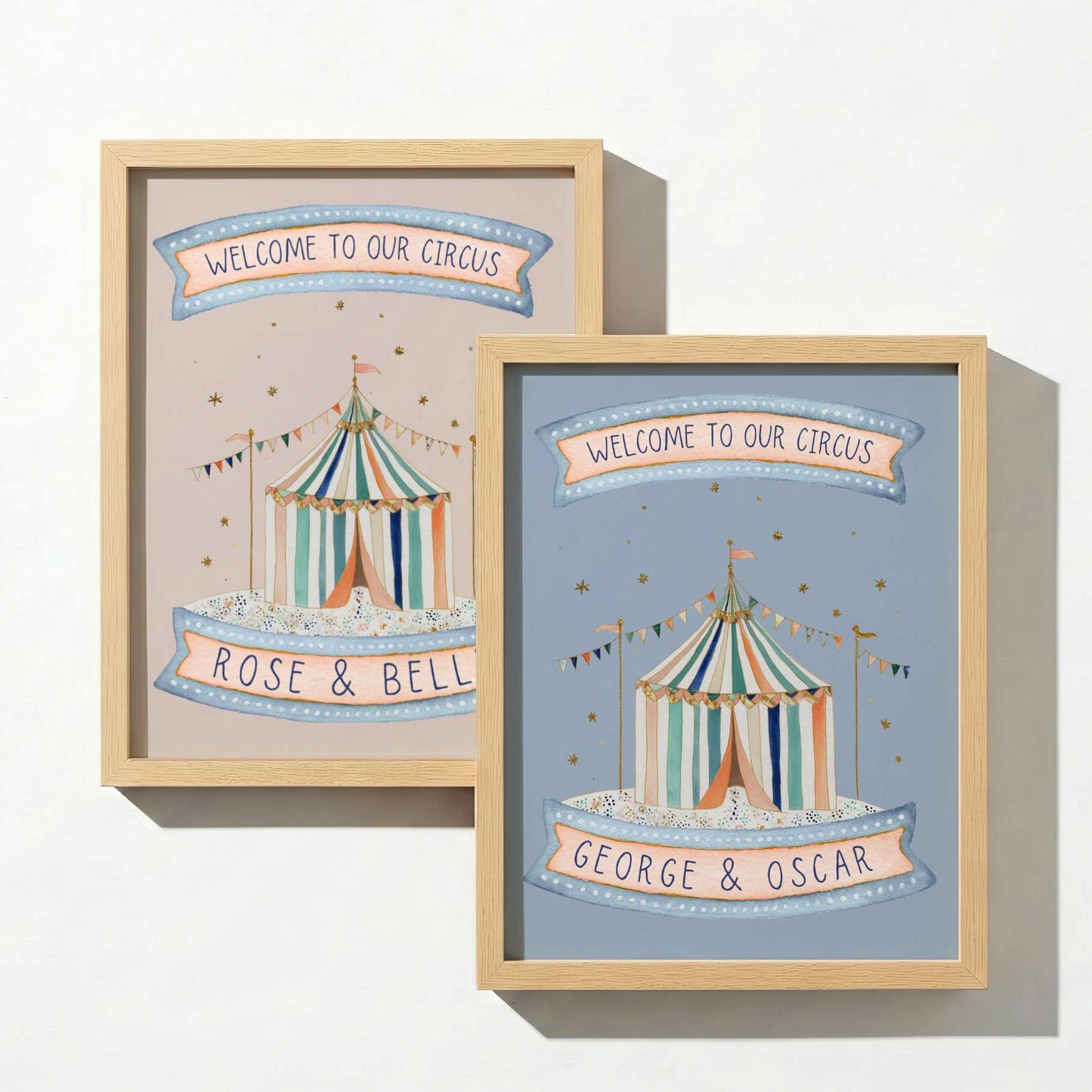 Personalised Circus Print For Sibling Bedroom or Playroom | Unframed