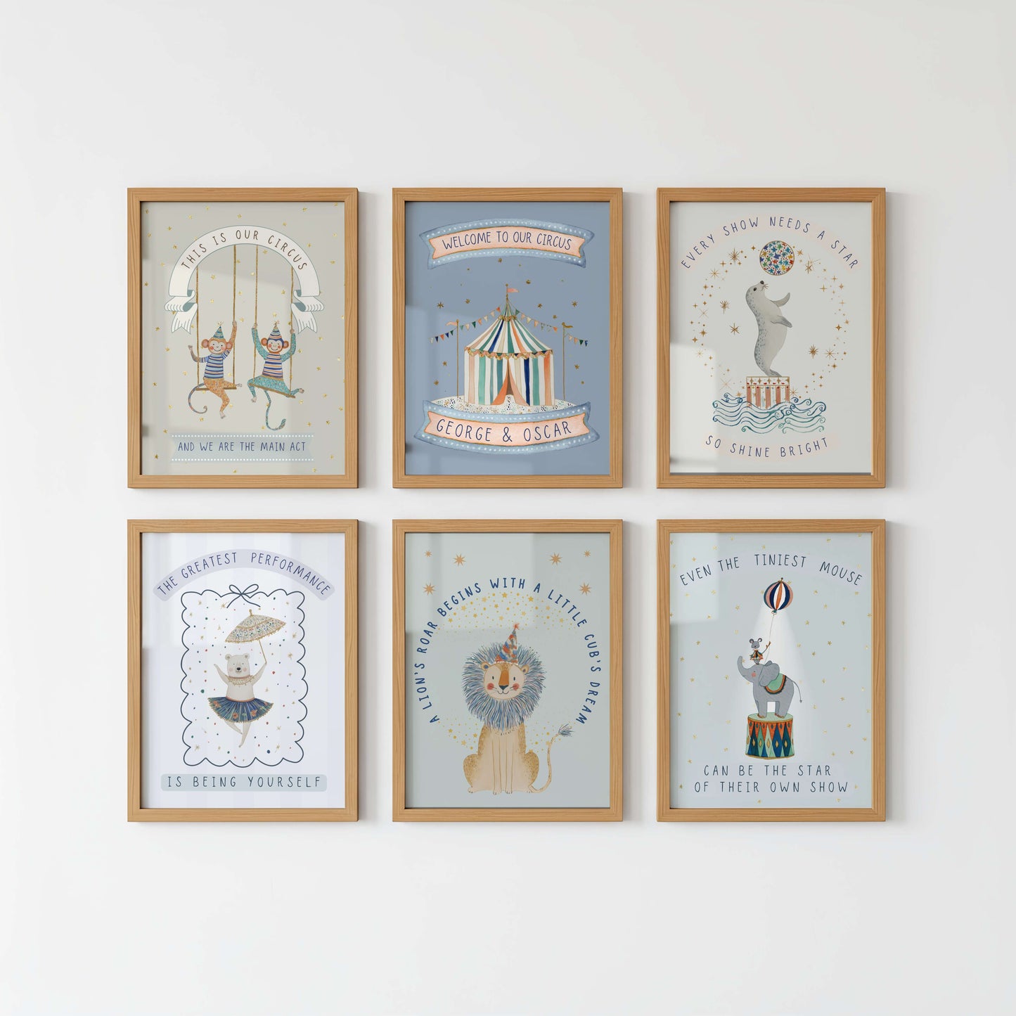 Personalised Circus Print For Sibling Bedroom or Playroom | Unframed