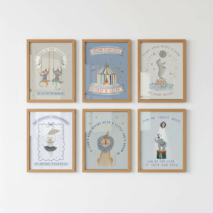 Personalised Circus Print For Sibling Bedroom or Playroom | Unframed