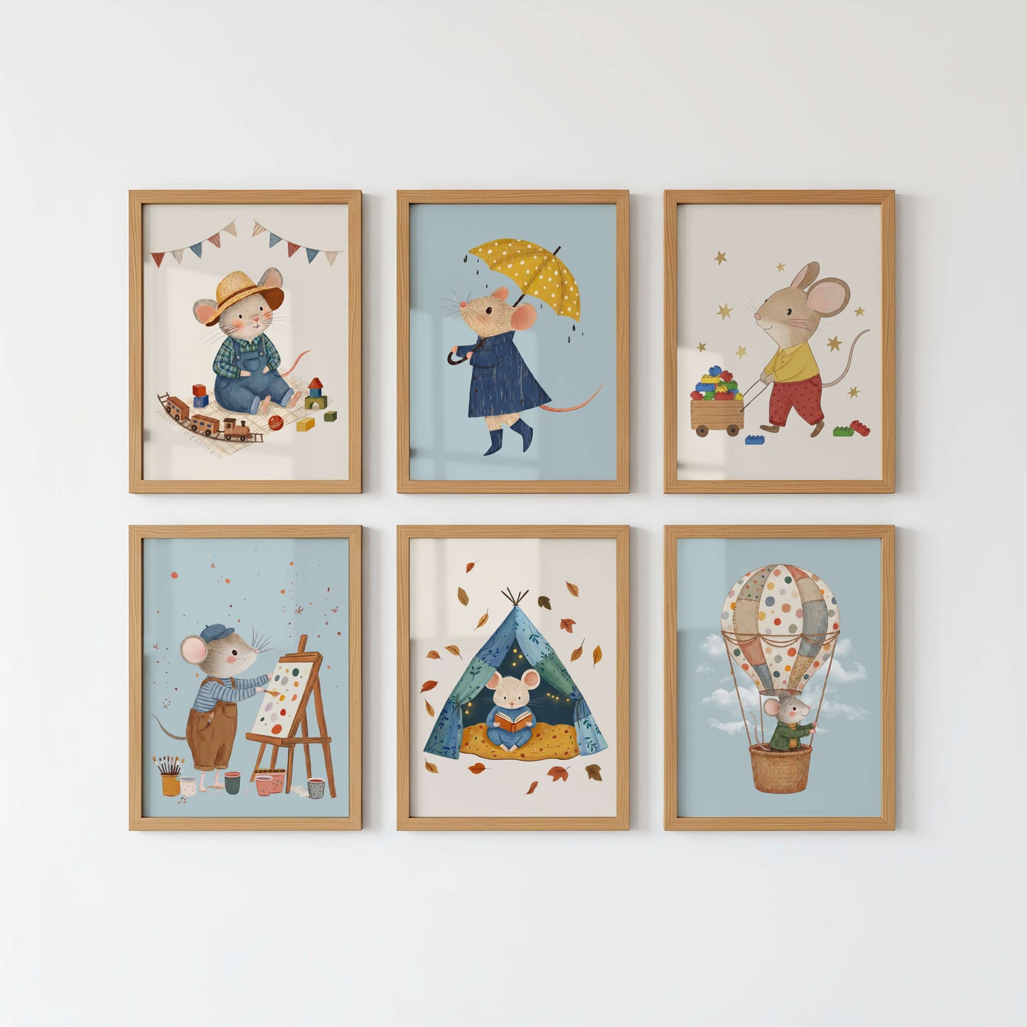 Hot Air Balloon Mouse Print | Unframed