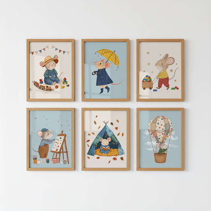 Hot Air Balloon Mouse Print | Unframed