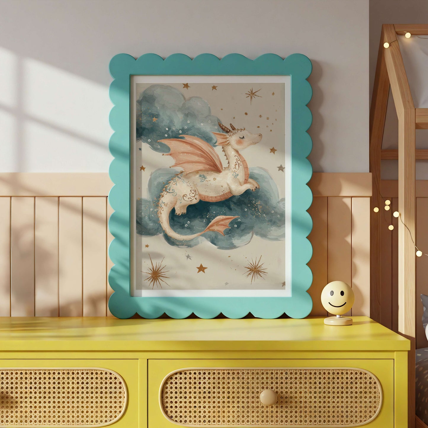 Sleeping Baby Dragon Cloud Print | Unframed