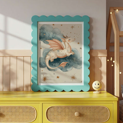 Sleeping Baby Dragon Cloud Print | Unframed