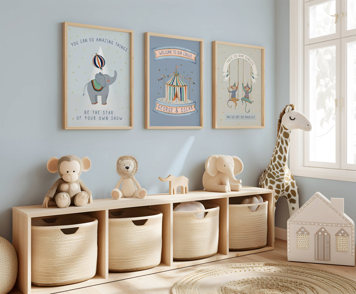 Personalised Circus Print For Sibling Bedroom or Playroom | Unframed