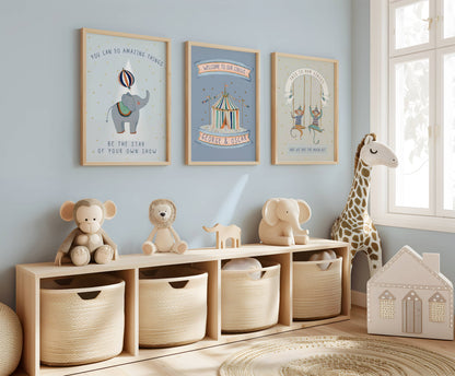 Personalised Circus Print For Sibling Bedroom or Playroom | Unframed