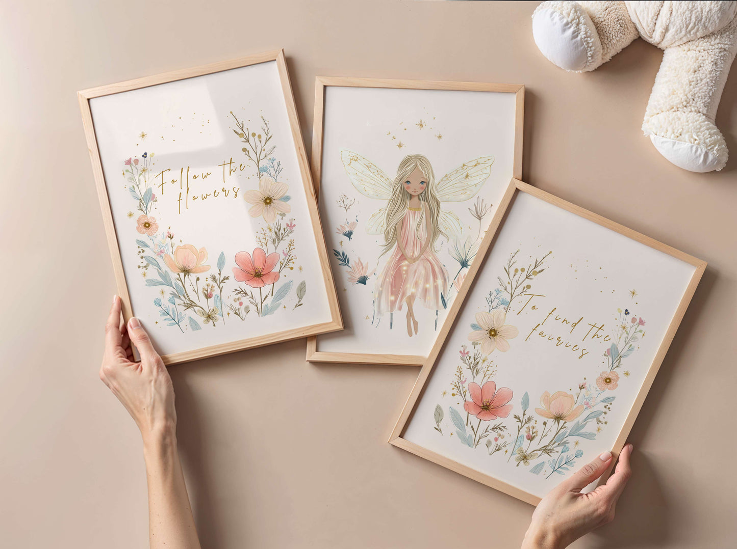 Flower Fairy Quote Wall Art Set of 3 | Unframed