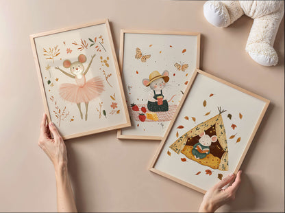 Mouse Wall Art Set of 6 Prints | Unframed