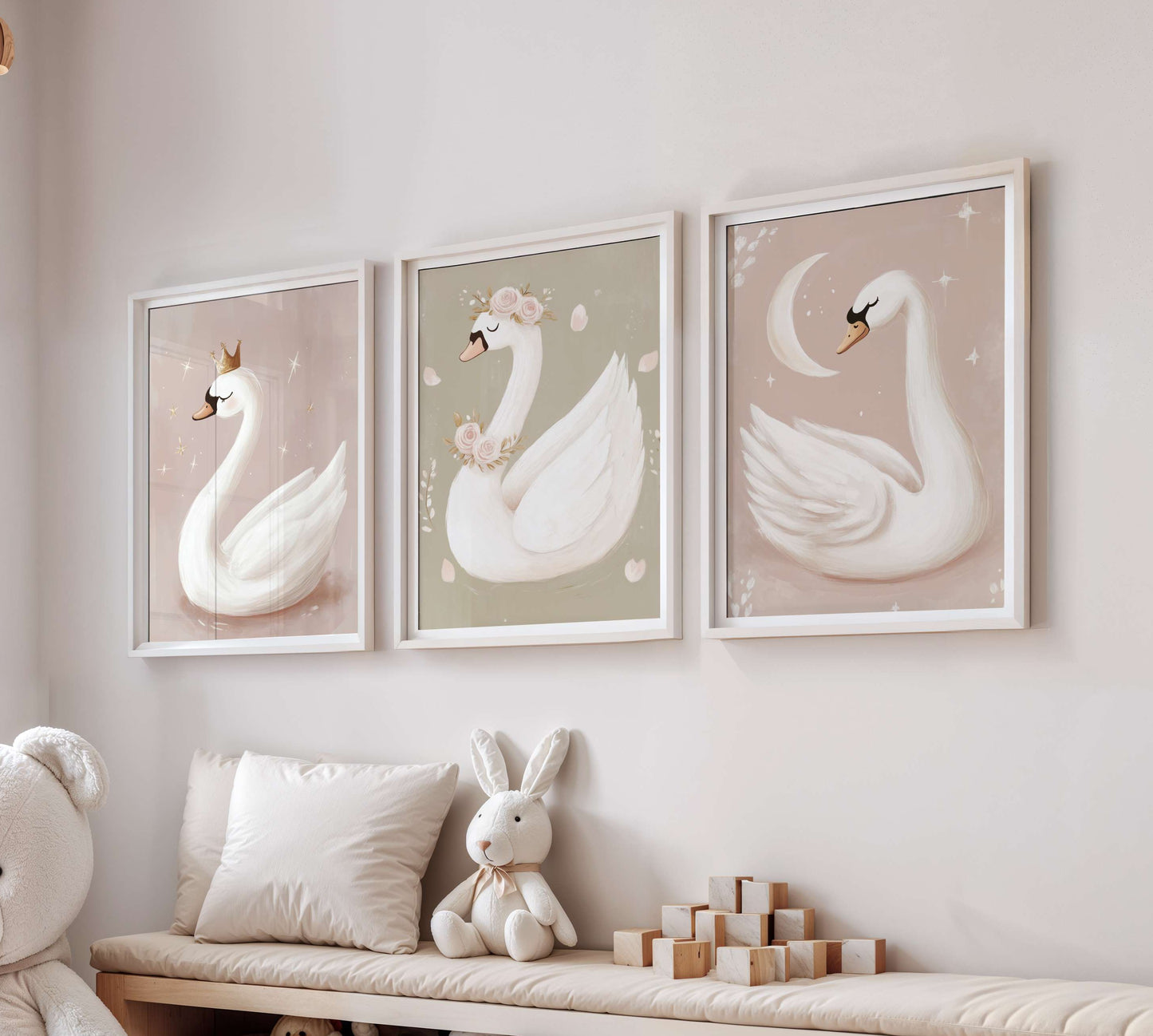 Crowned Swan Wall Art Print | Unframed