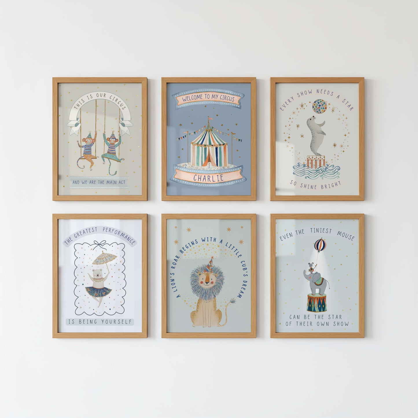 Personalised Vintage Circus Wall Art Set of 3 | Unframed