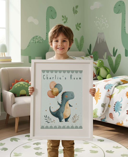 Personalised T-Rex Dinosaur Print | Unframed