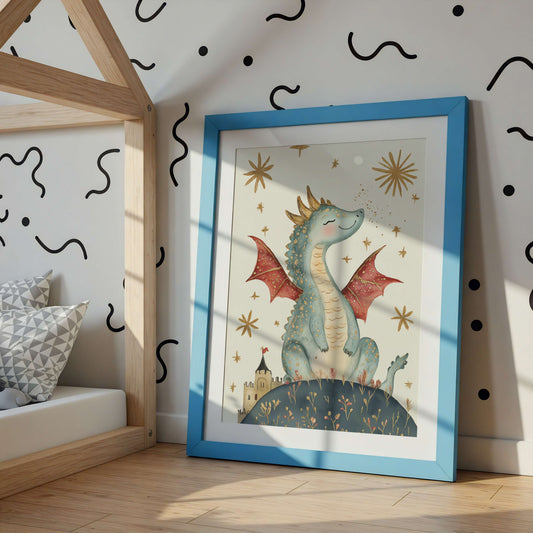 Original Fairytale Dragon Wall Art Print | Unframed