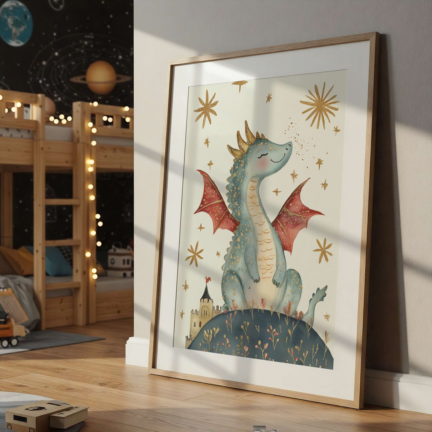 Original Fairytale Dragon Wall Art Print | Unframed