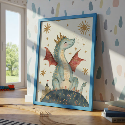 Original Fairytale Dragon Wall Art Print | Unframed