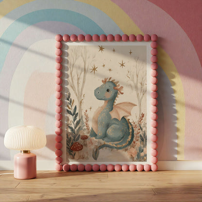 Woodland Baby Dragon Fantasy Print | Unframed