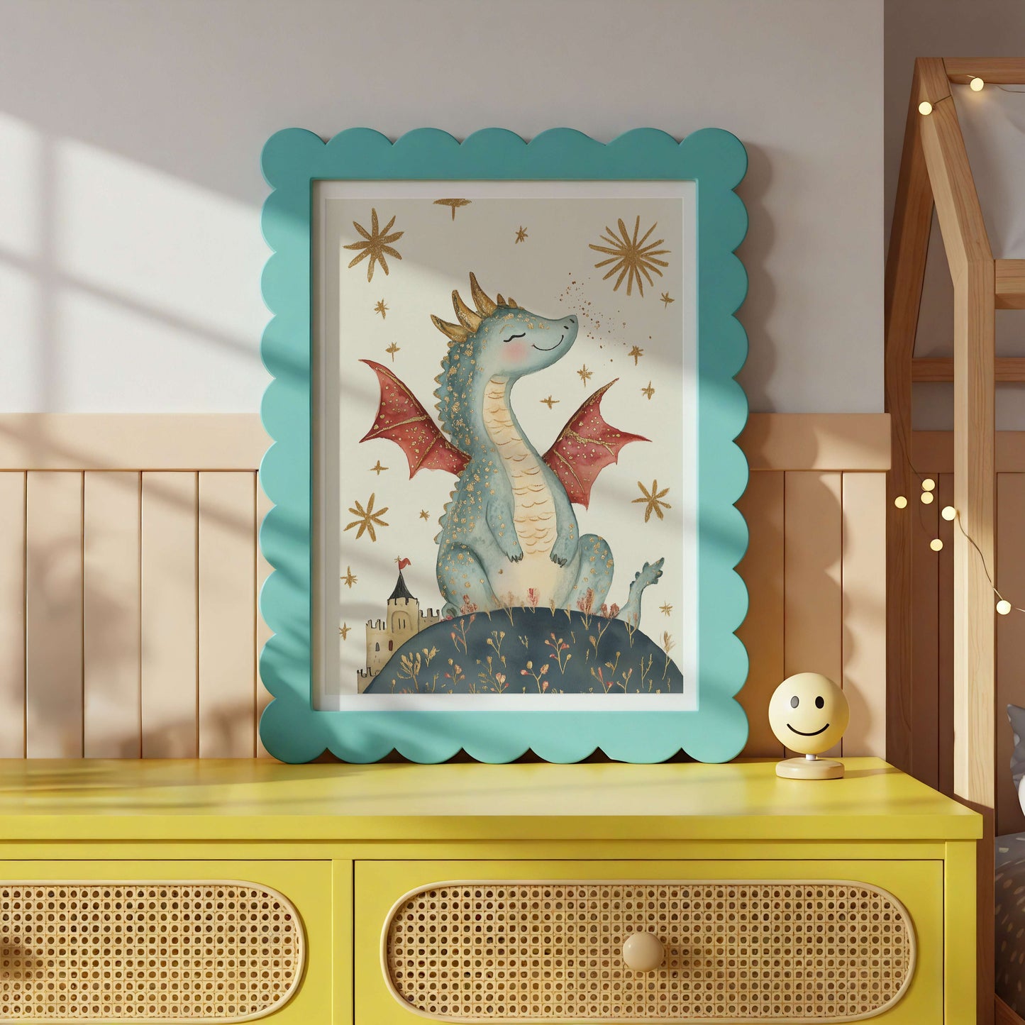 Original Fairytale Dragon Wall Art Print | Unframed