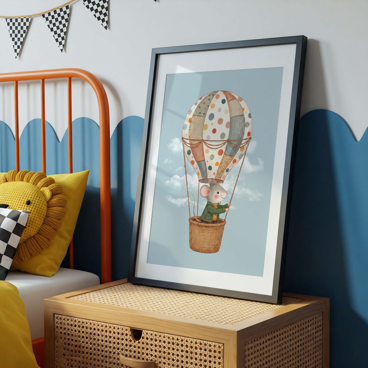 Hot Air Balloon Mouse Print | Unframed