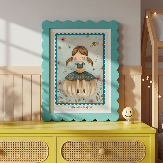 Little Miss Muffett Nursery Rhyme Print | Unframed