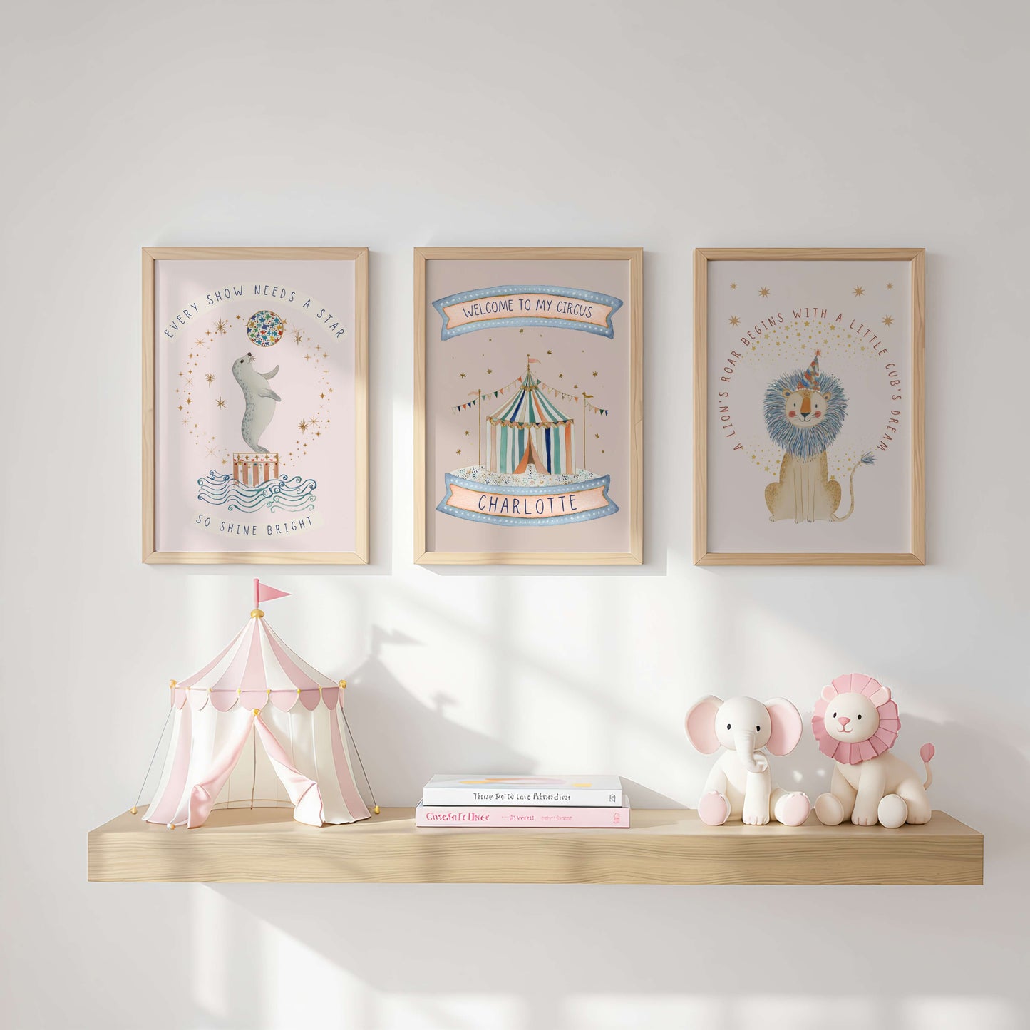 Personalised Pink Circus Tent Print | Unframed