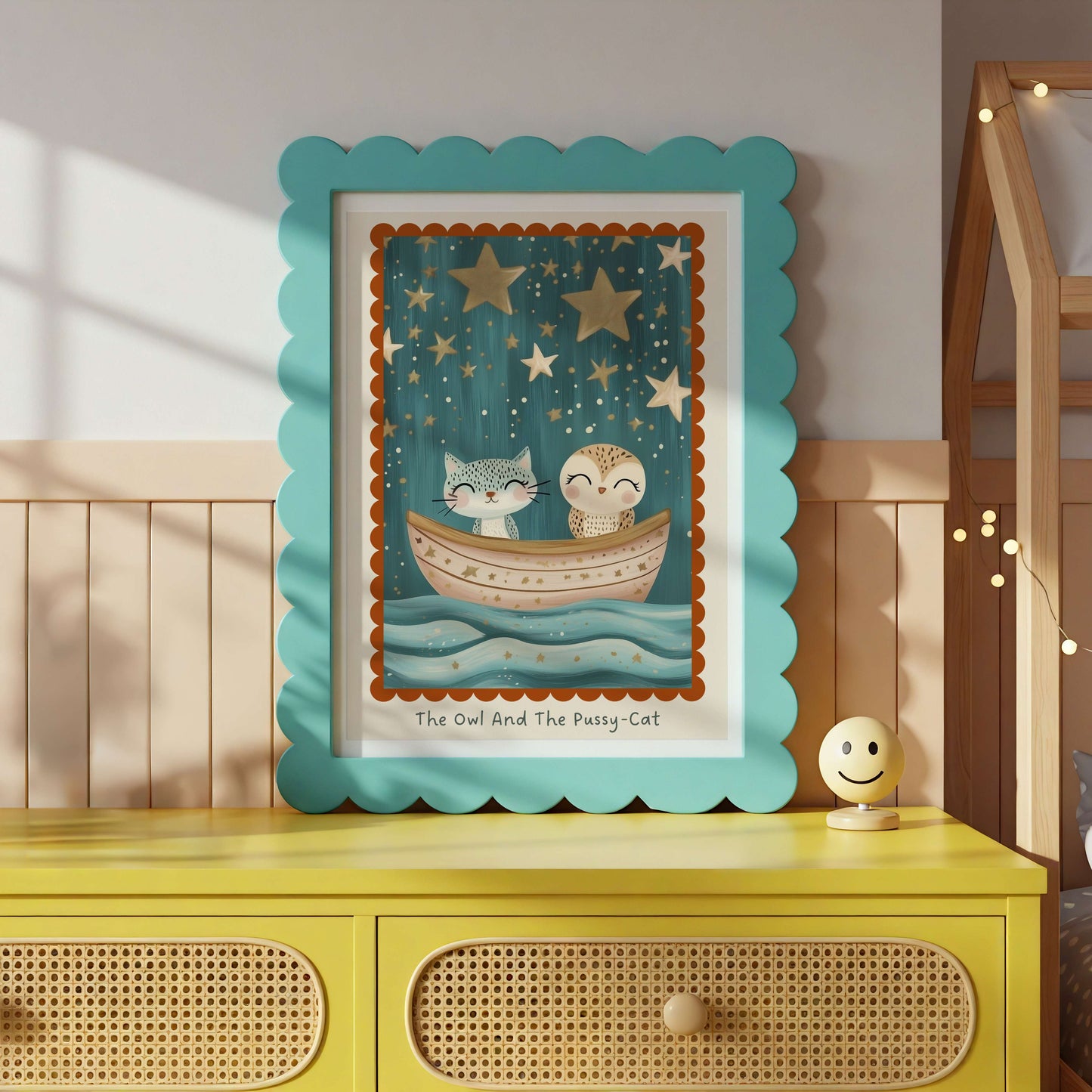 The Owl And The Pussy Cat Nursery Rhyme Print | Unframed