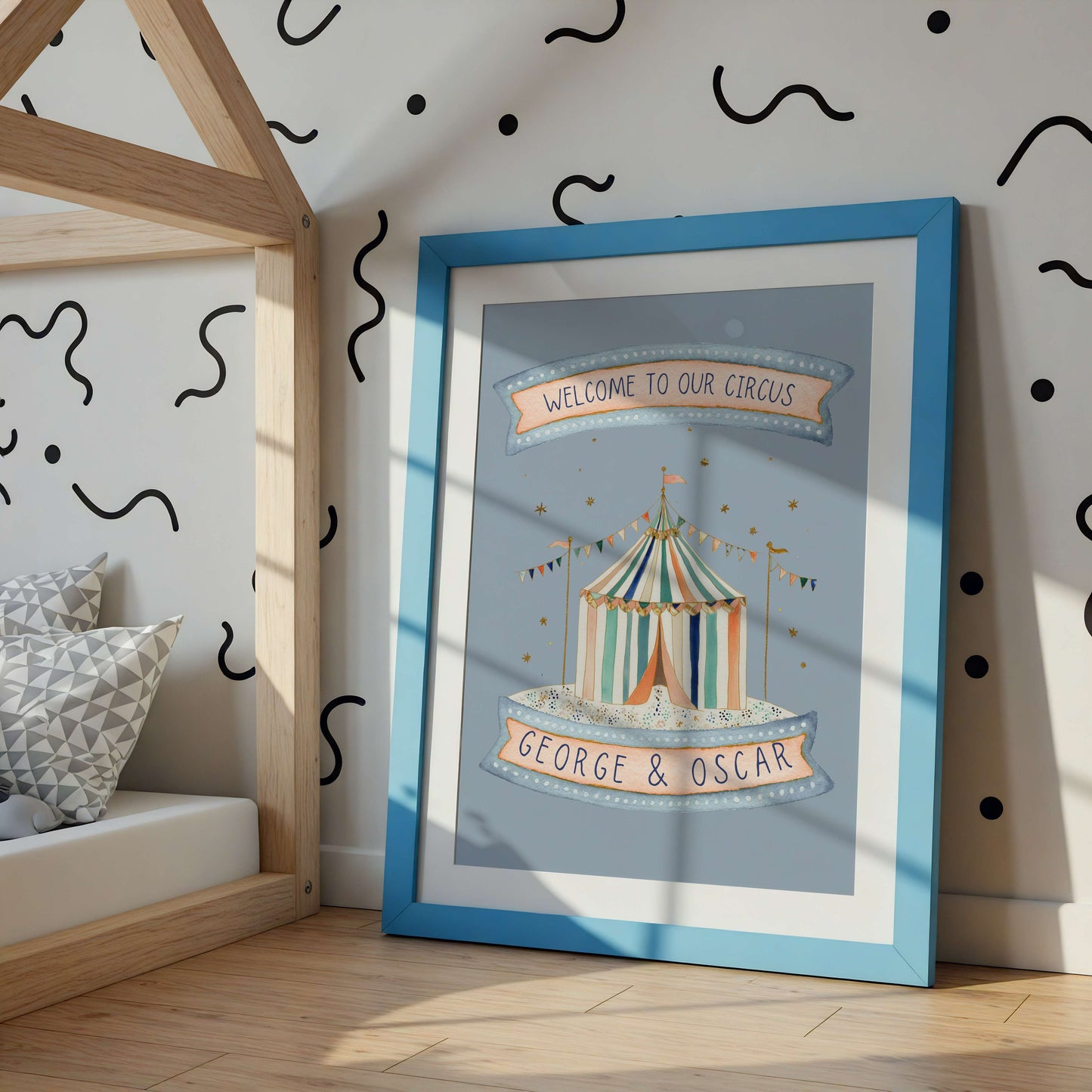 Personalised Circus Print For Sibling Bedroom or Playroom | Unframed