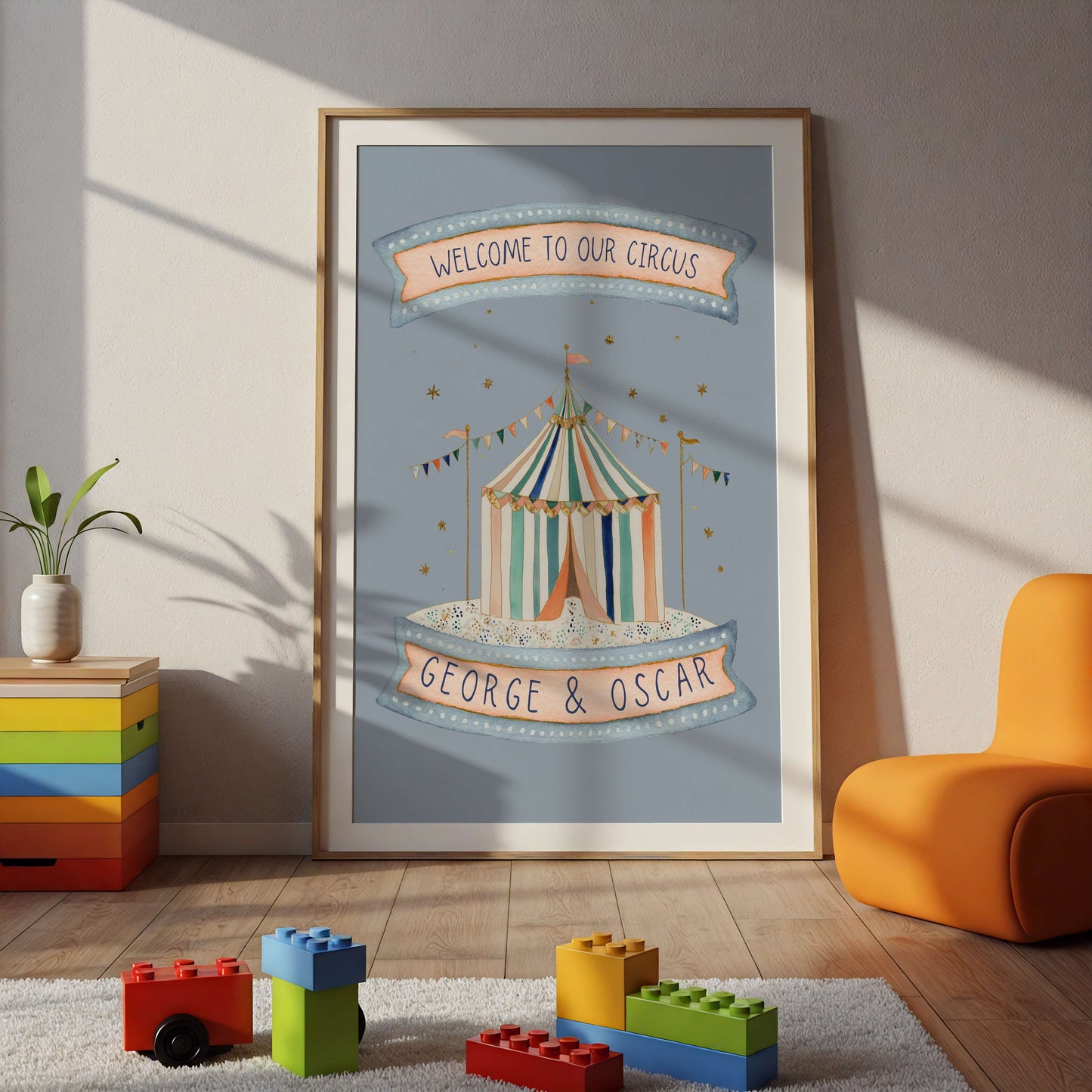 Personalised Circus Print For Sibling Bedroom or Playroom | Unframed