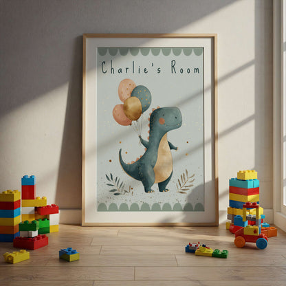 Personalised T-Rex Dinosaur Print | Unframed