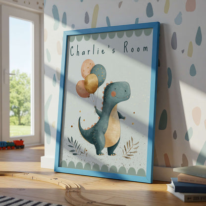 Personalised T-Rex Dinosaur Print | Unframed